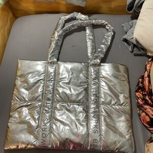 Bath & Body Works Silver Quilted Tote Bag
